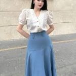 Chân Váy Nữ Midi Xòe