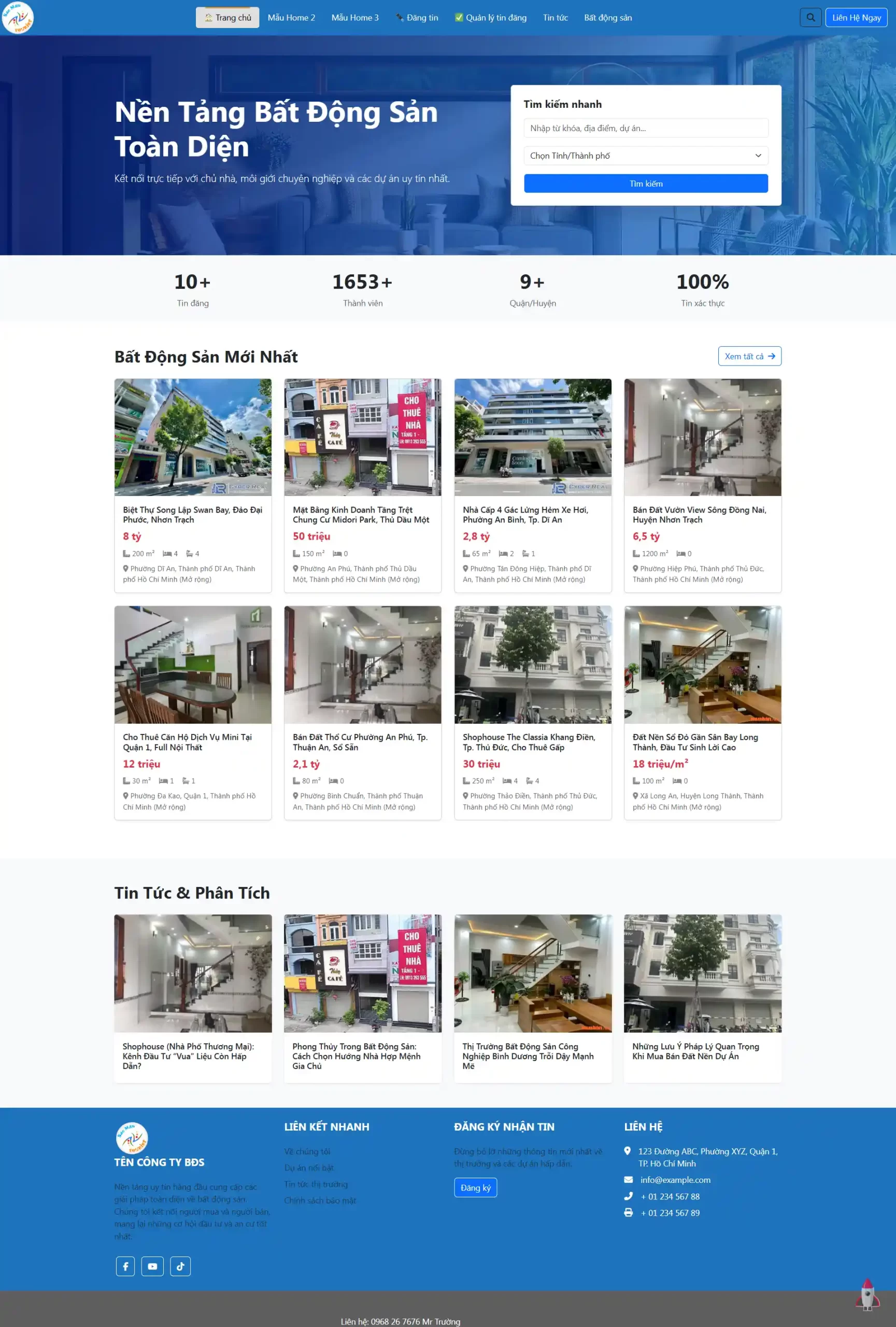 Web bất động sản Theme Preview